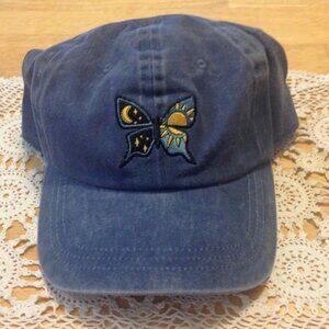 NWT Faded Denim Lady's Cap with Butterfly